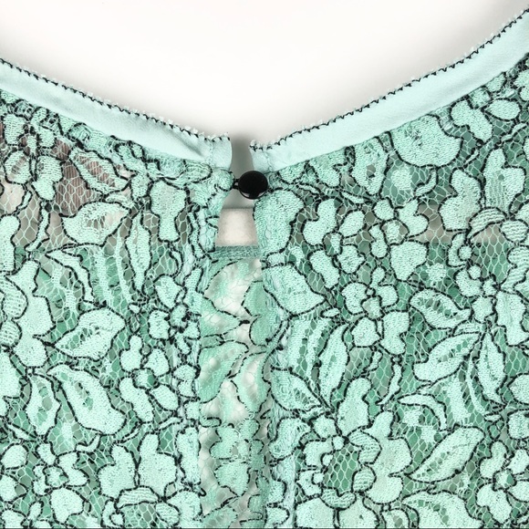 LOFT Lace Light Green Short Sleeve Blouse - Picture 5 of 10